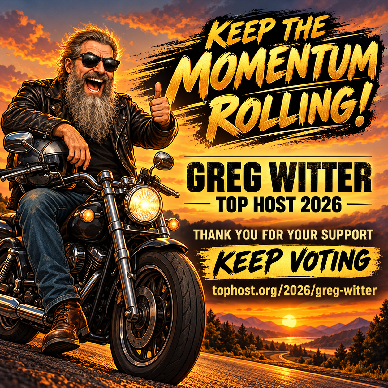 Biker Greg: Keep the Momentum Rolling for Top Host 2026